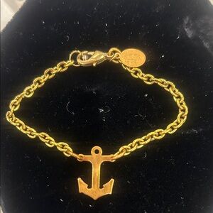 Antiqued Gold Anchor Chain Bracelet-NWT